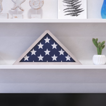 Flash Furniture Whitewashed Display Case for 9.5 x 5 Veteran Flag HFMHD-GDIS-CRE8-802315-GG